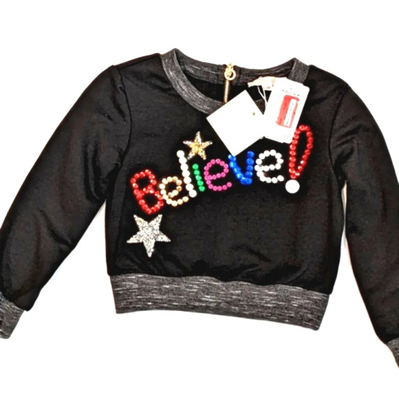 Truly Me Girl's Black Festive Holiday Sequins Sweatshirt - Picture 1 of 7